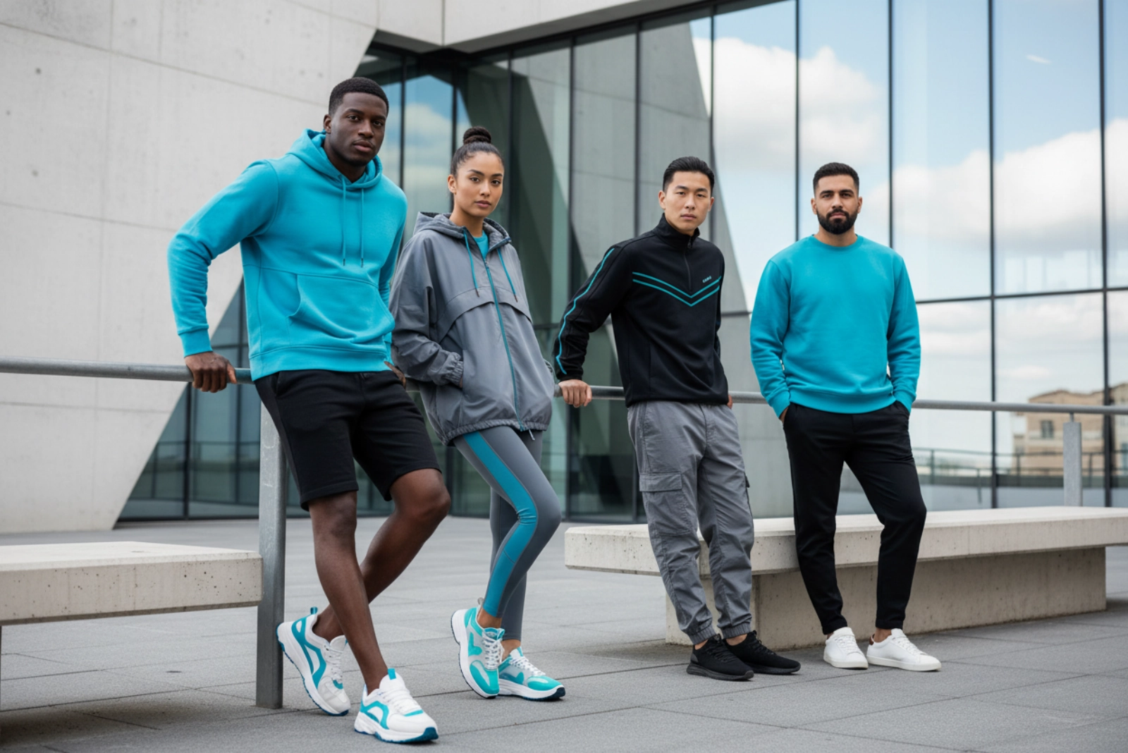 Athleisure streetwear and casual fitness apparel style