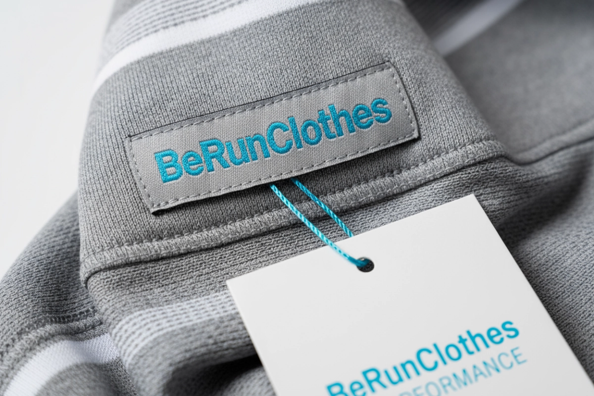 Custom label and branding detail for fitness apparel