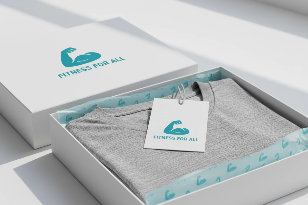 Custom packaging detail for wholesale gym clothing