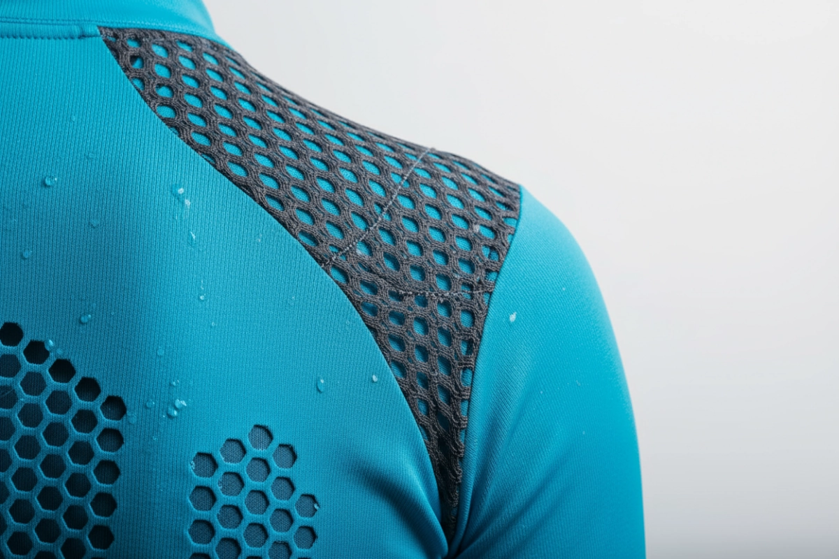 Ventilation zones in cycling apparel - Mesh panels and laser-cut breathable areas for custom bike jerseys