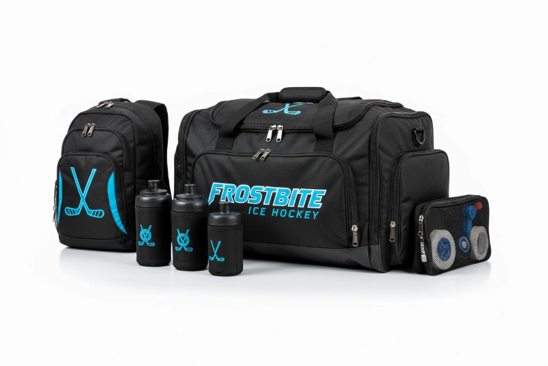 Hockey team accessories and equipment bags