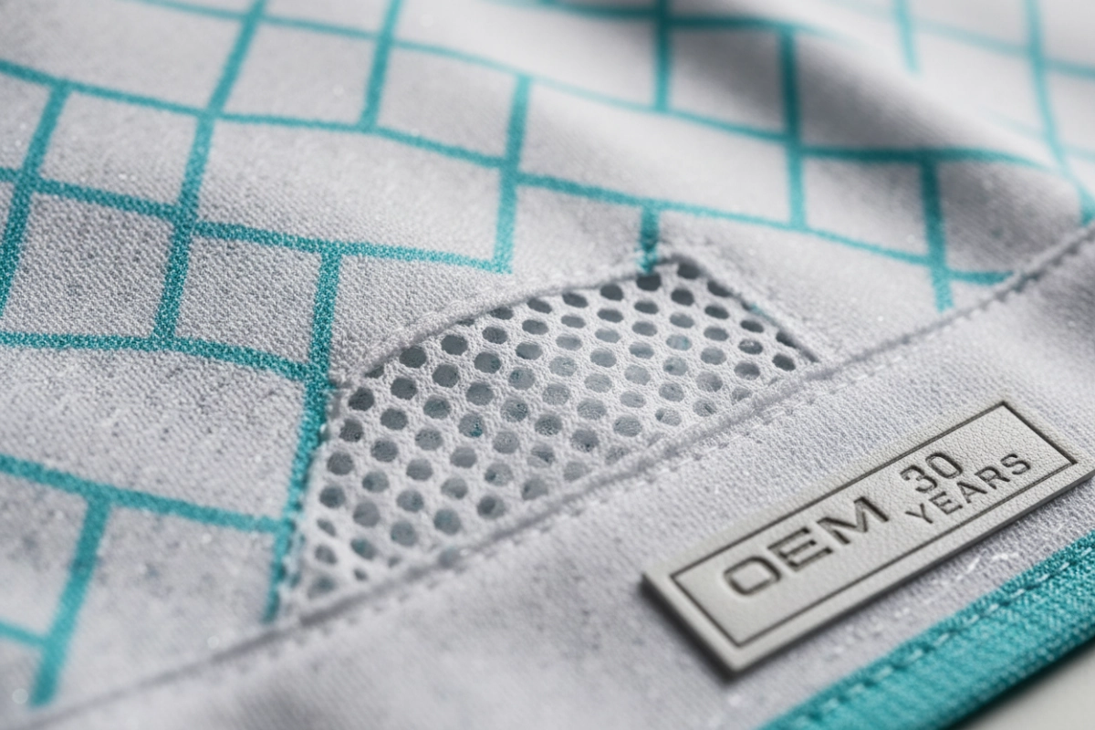 High-performance ice hockey jersey fabric closeup detail