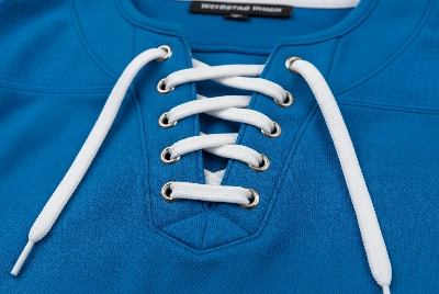 Lace-up collar style for custom hockey jerseys