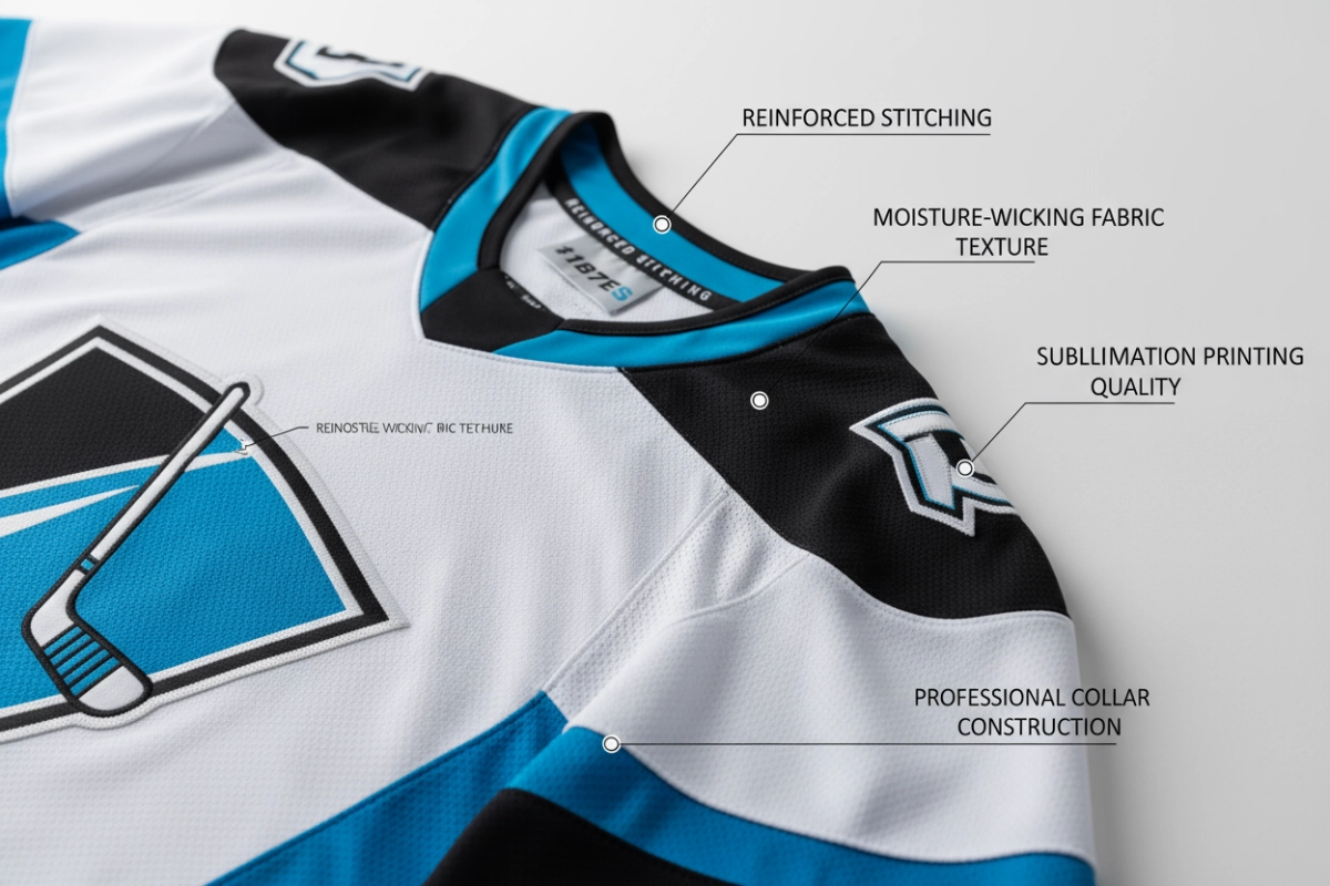 Professional ice hockey jersey design features and construction details