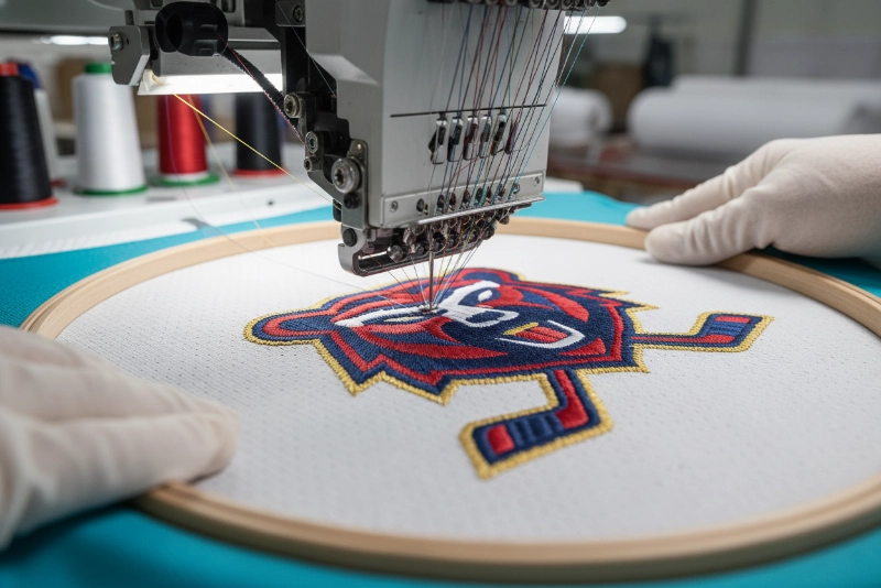 Embroidery logo customization on ice hockey jerseys