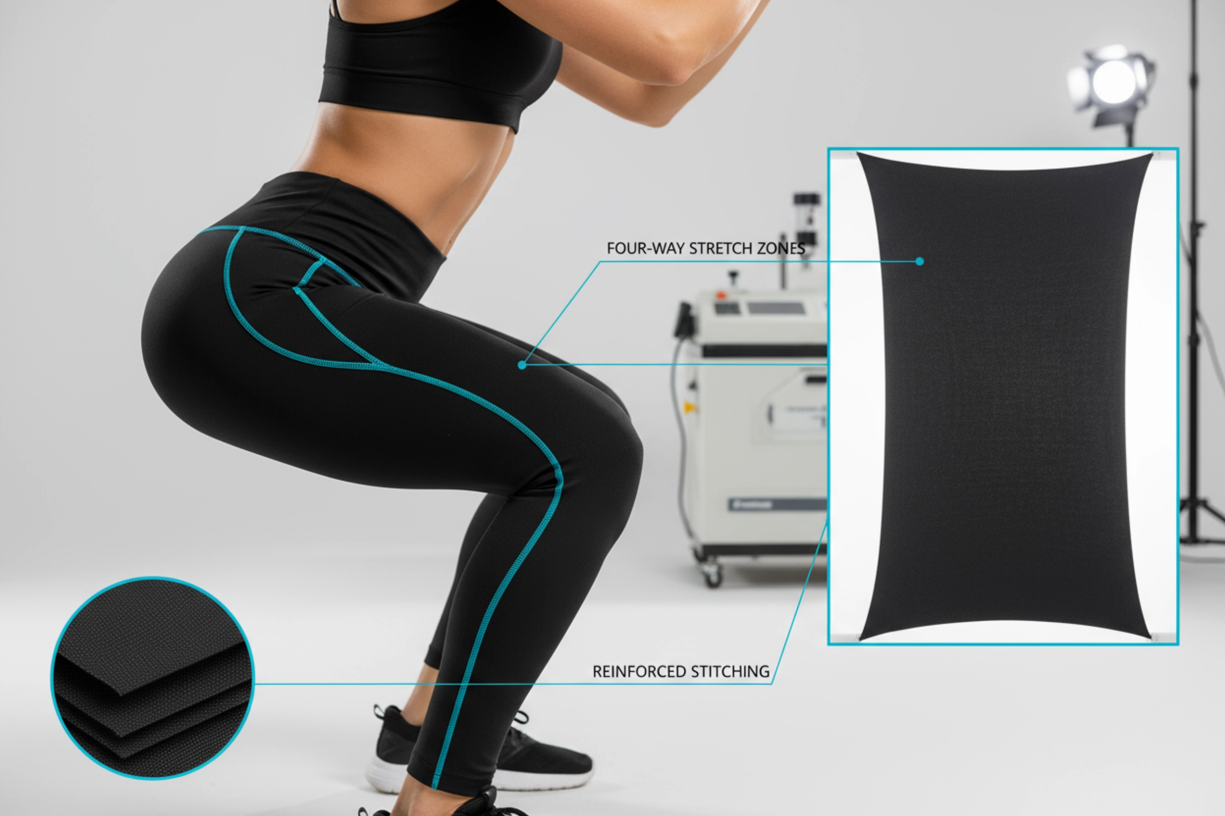Squat-proof yoga leggings fabric test - high-density non-see-through athletic wear manufacturing quality