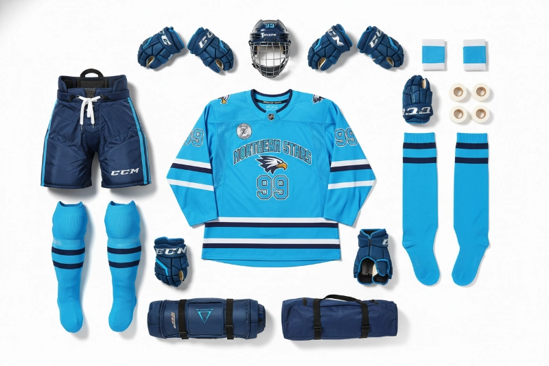Complete team hockey gear set