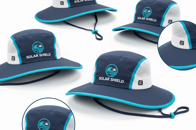 Custom fishing hats with wide brim and UPF protection for sun safety