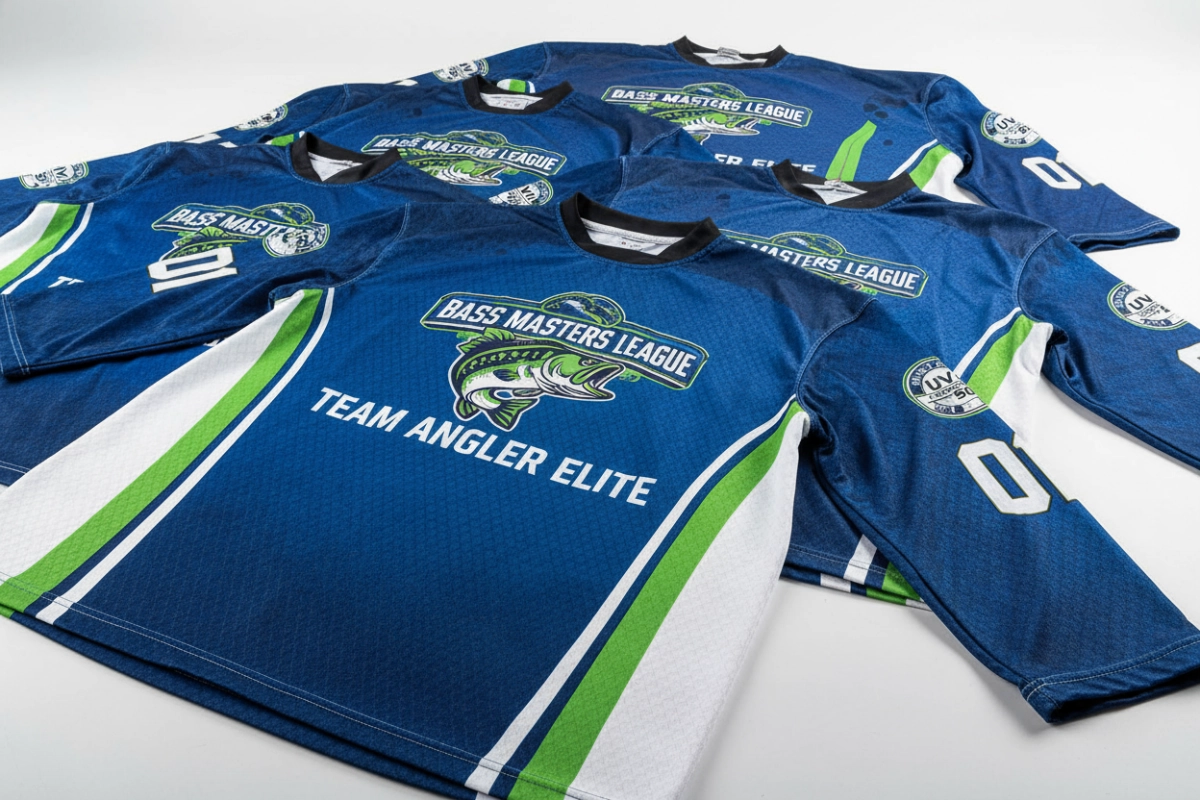 Custom fishing apparel for Bass Masters League tournament team
