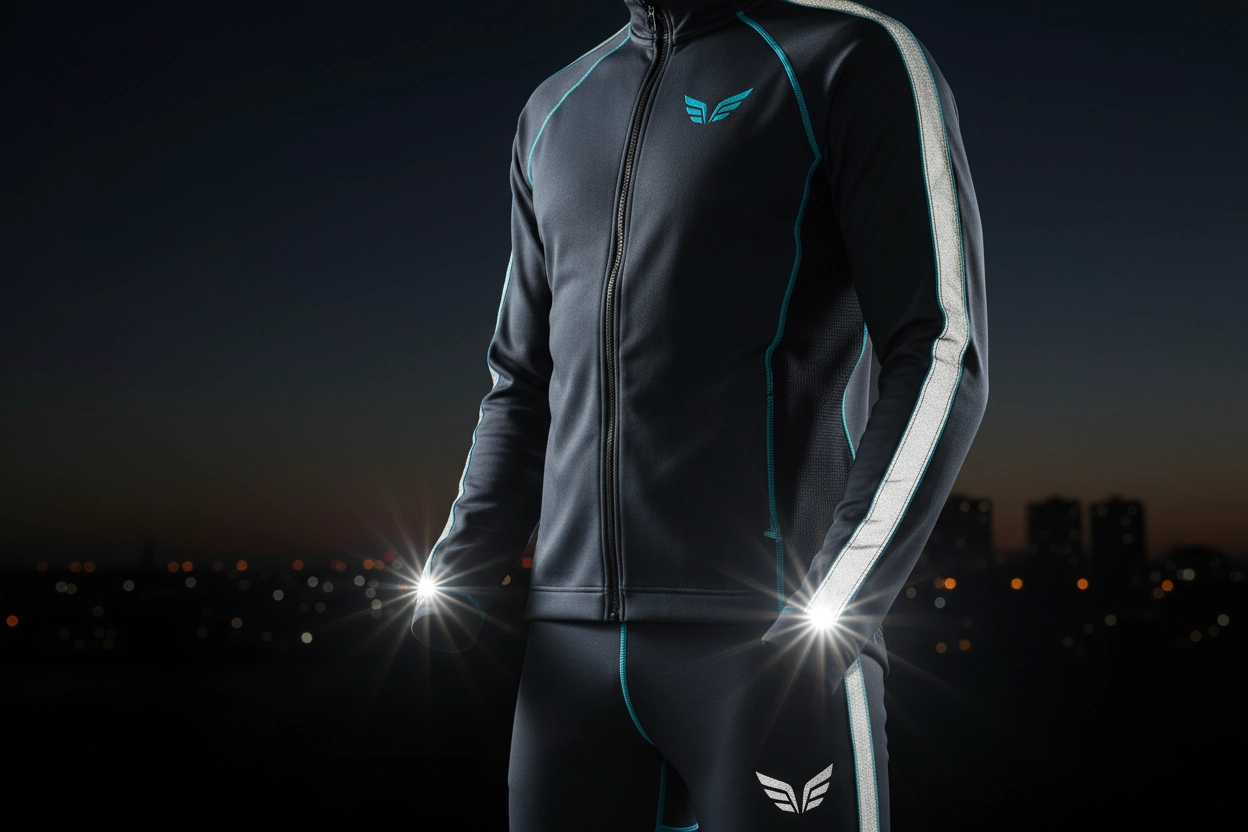 Reflective elements for safety in running gear and athletic wear