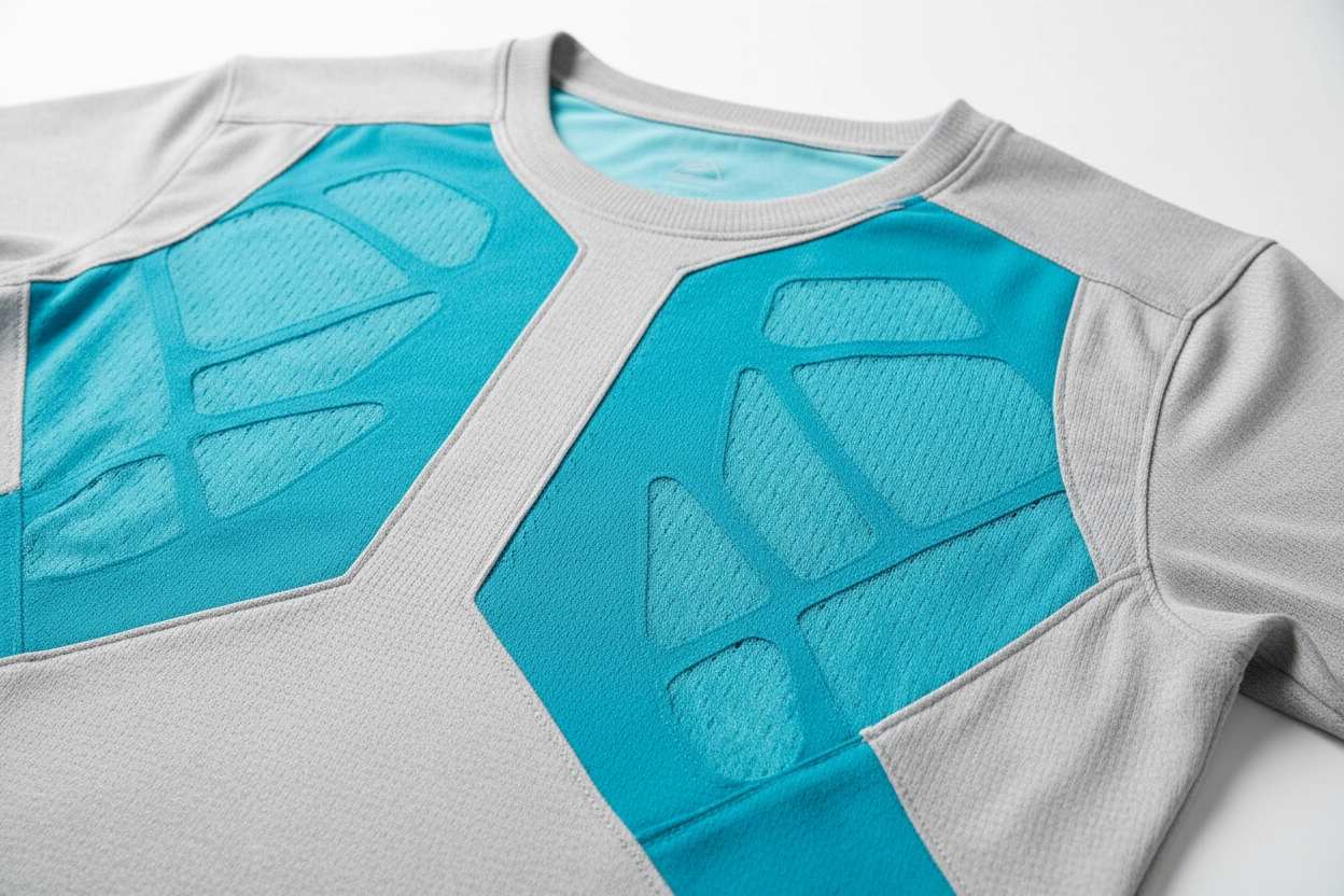 Functional ventilation panels for performance running gear