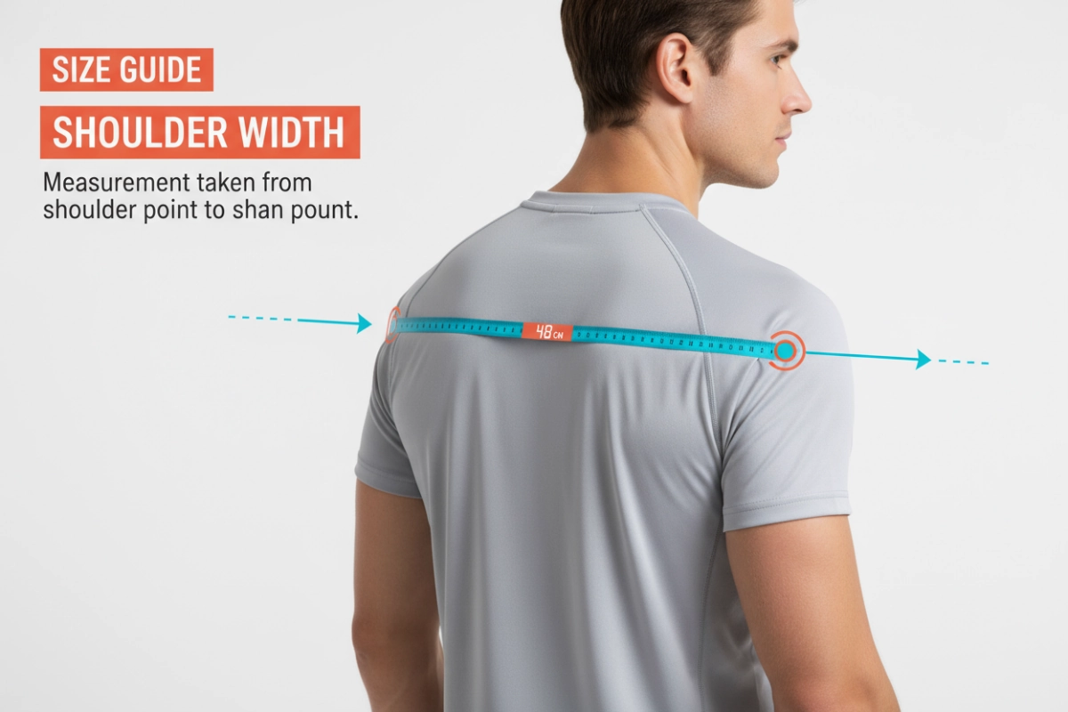 Shoulder width measurement for sports apparel - custom fit sizing guide