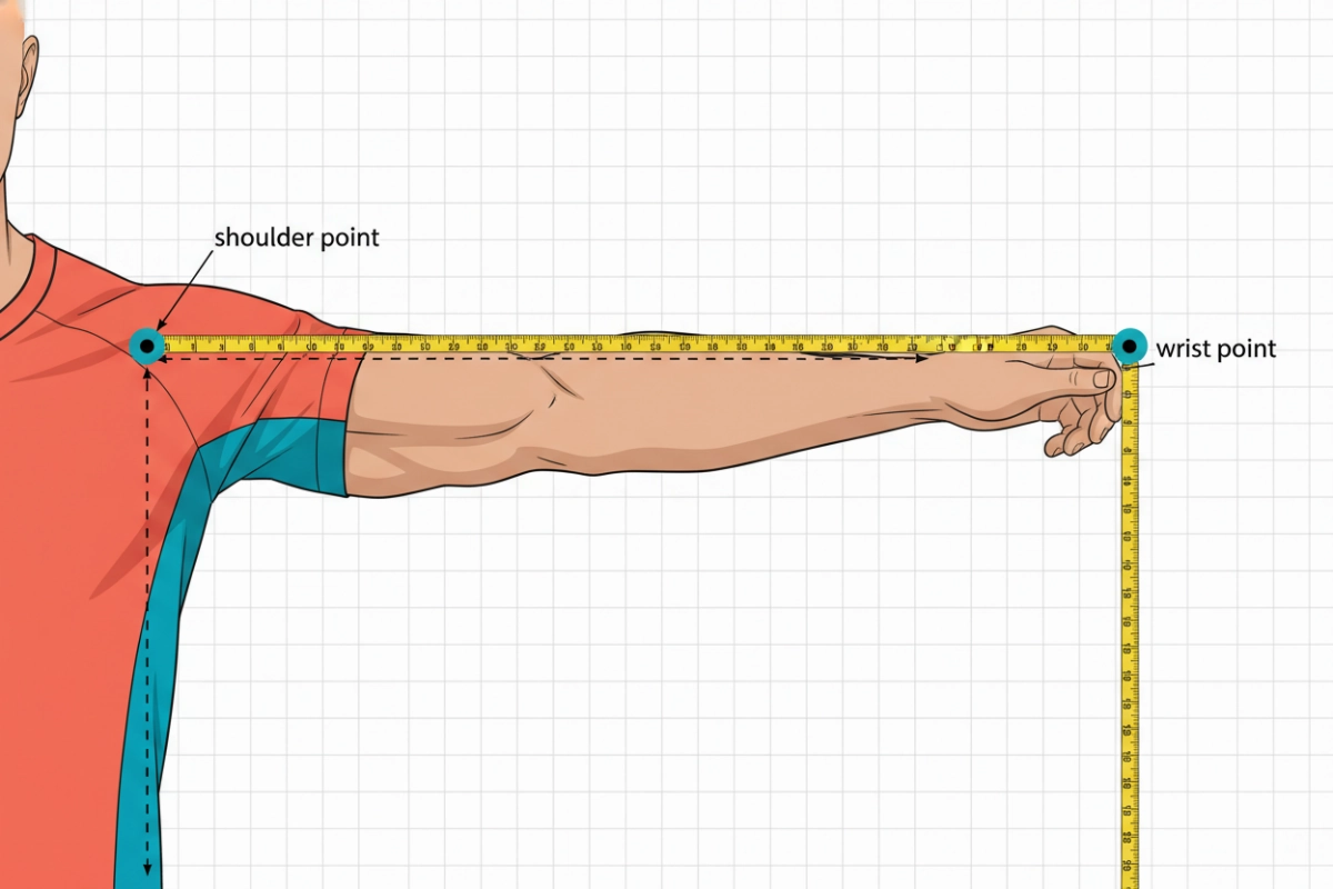 Sleeve length measurement for athletic apparel - sportswear sizing guide