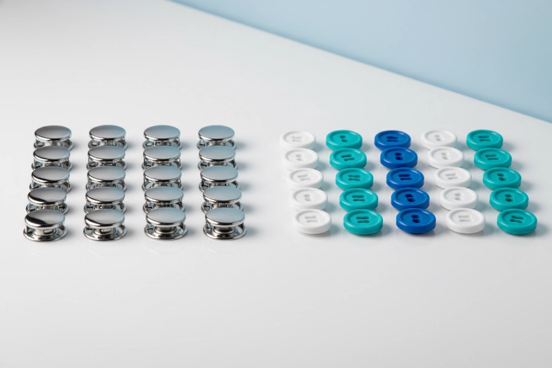 Baseball jersey button options - metal and resin choices for custom uniforms