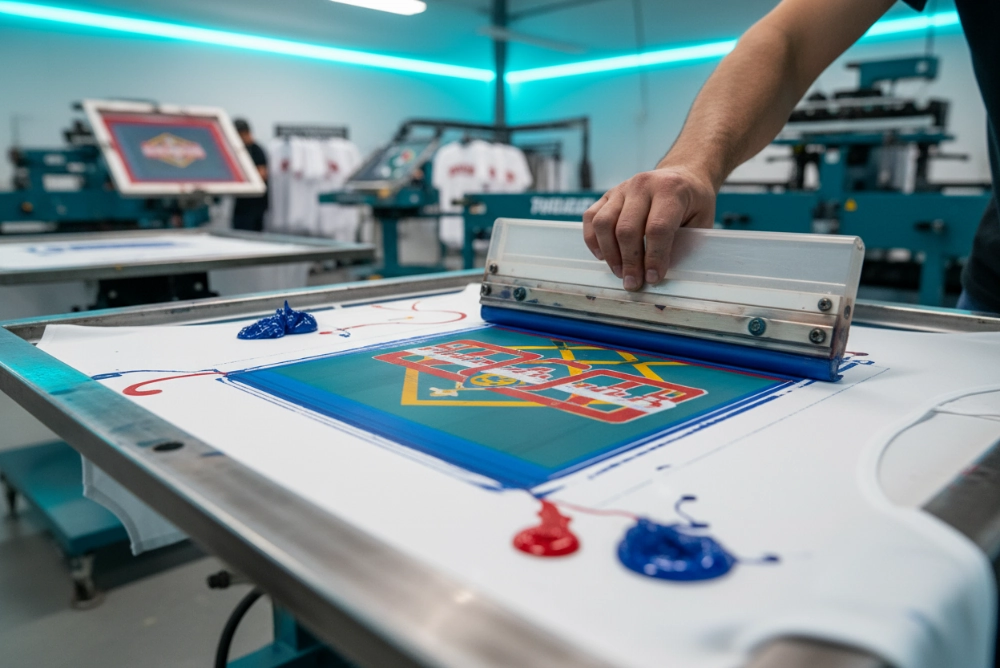 Screen printing for wholesale baseball apparel - vibrant team colors