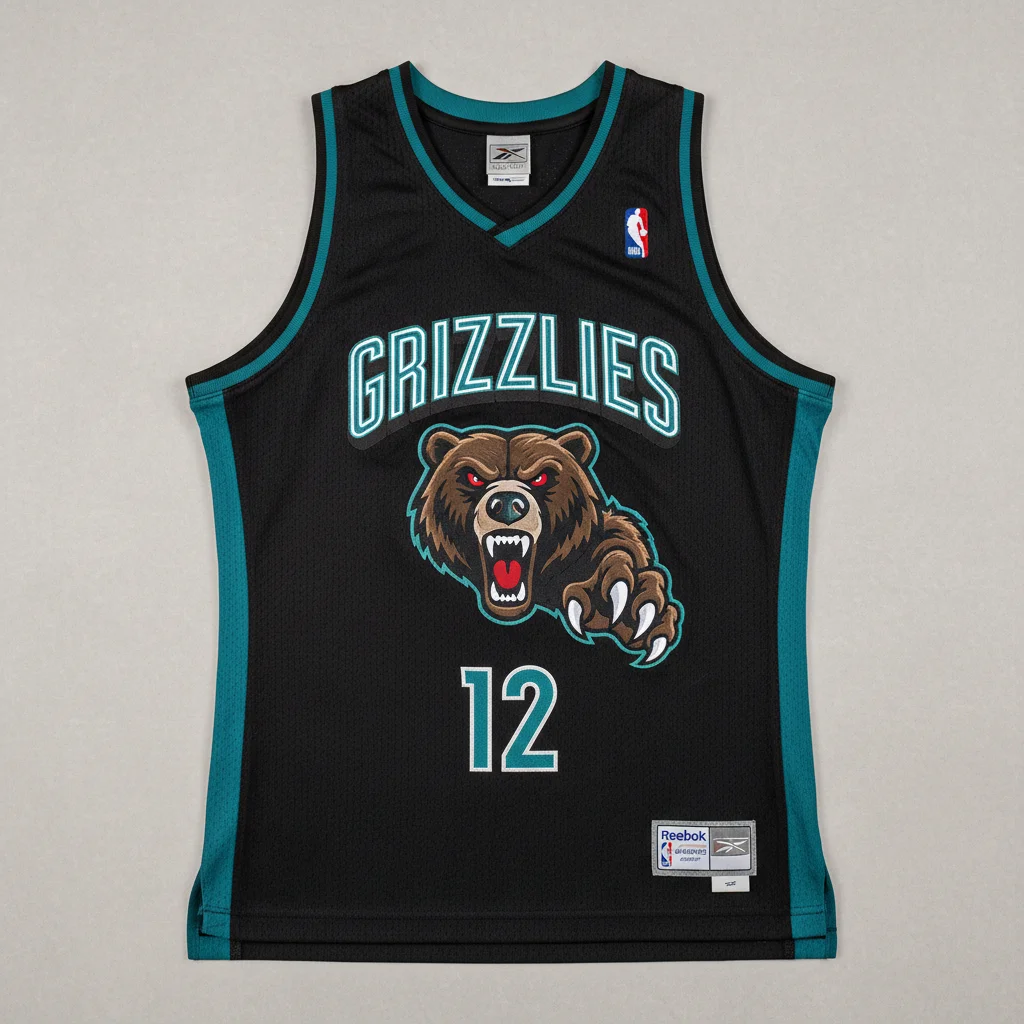 Memphis Grizzlies Black Road Jersey with Teal Accents 2001-2006 First Memphis Days
