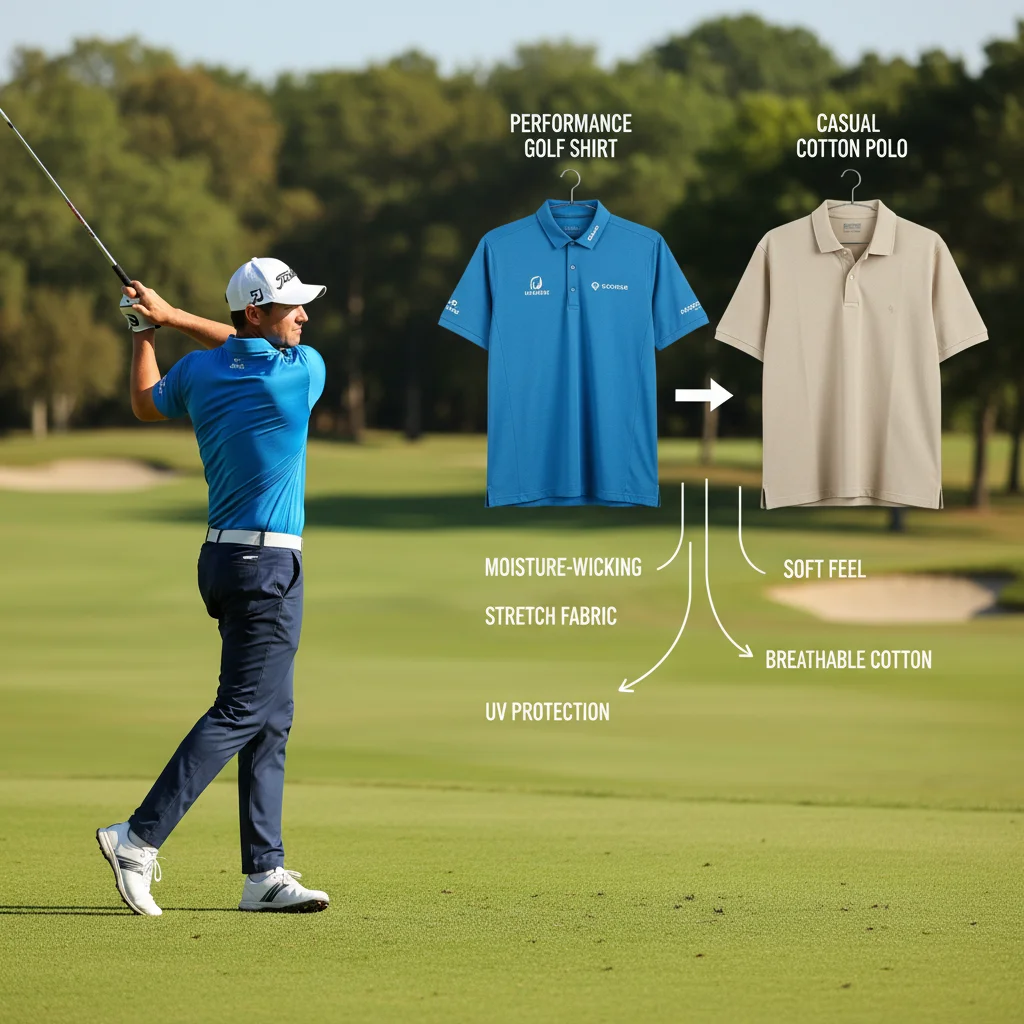 PGA Tour professional golfer wearing high-performance moisture-wicking golf shirt on course