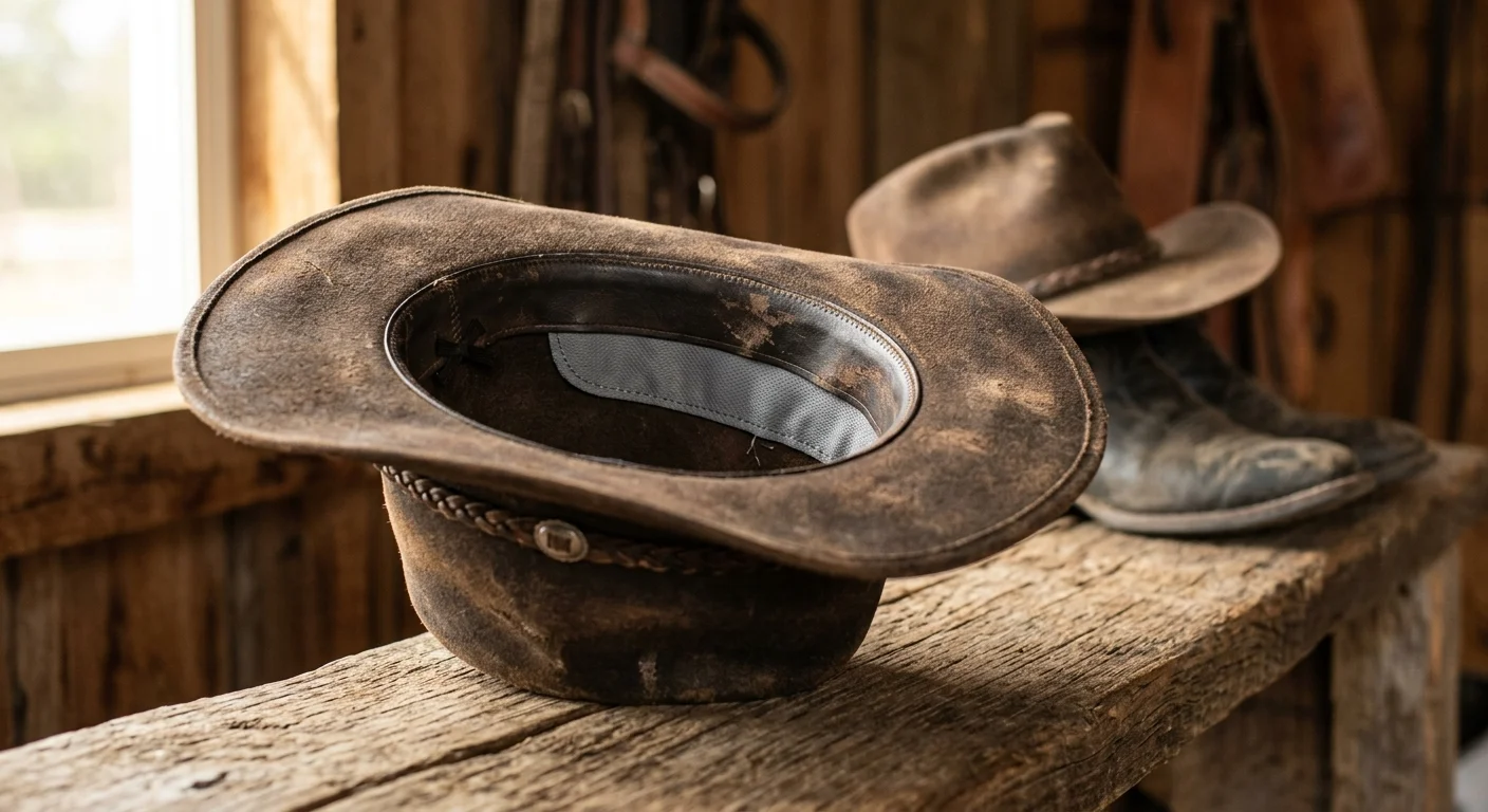 Proper cowboy hat storage on a dedicated hat rack