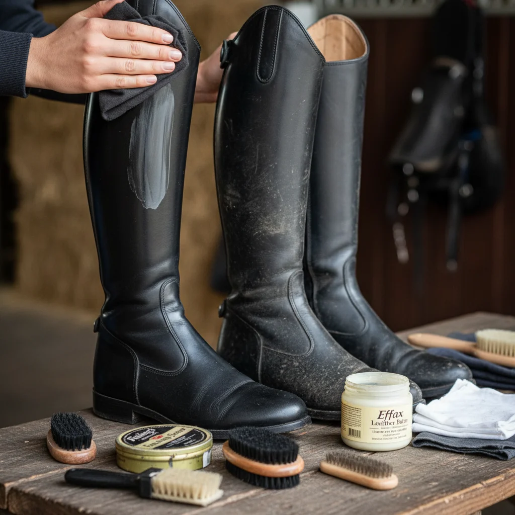 Cleaning leather riding boots