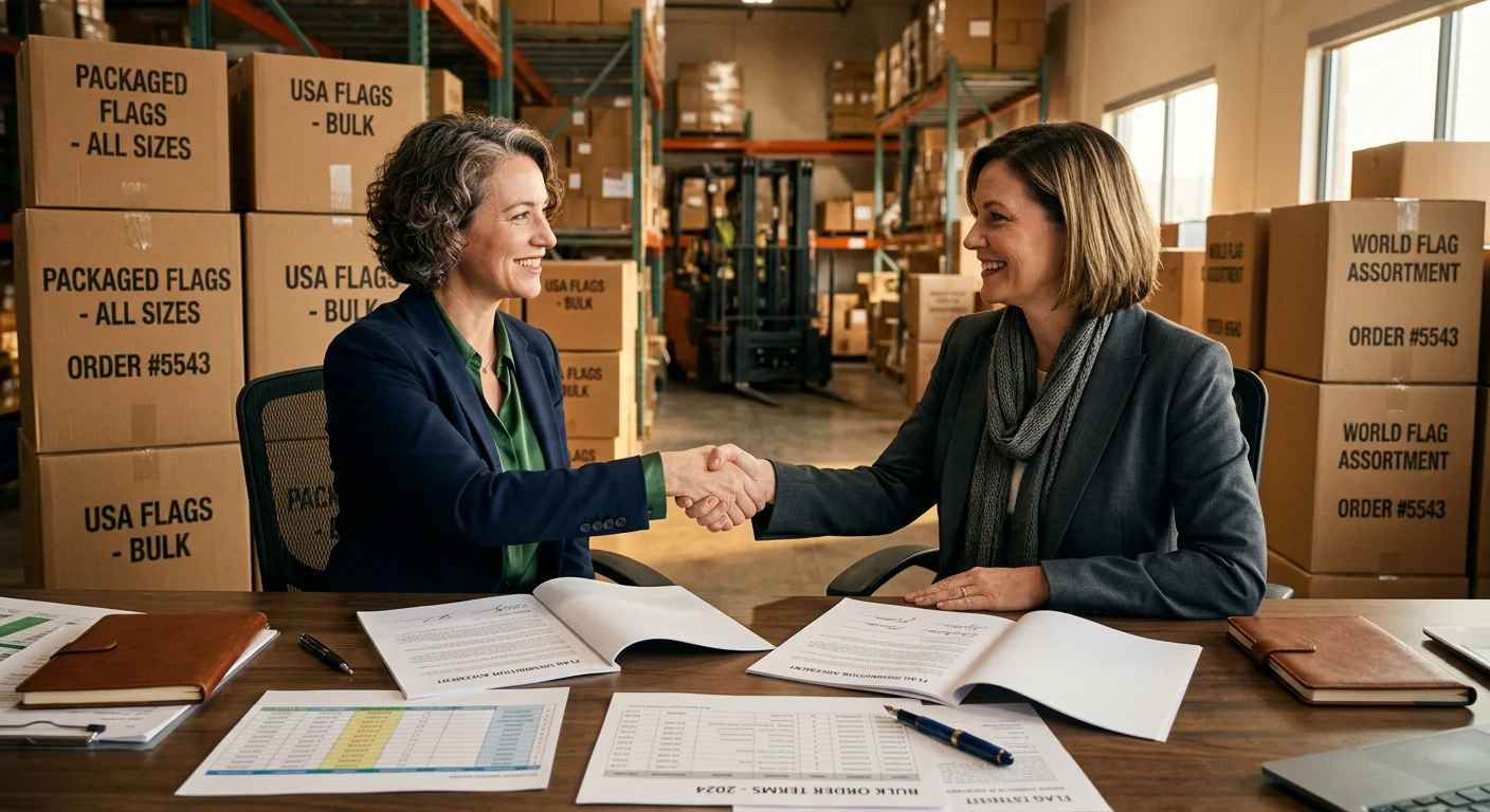 Quality control inspection for bulk flag orders from Nepal