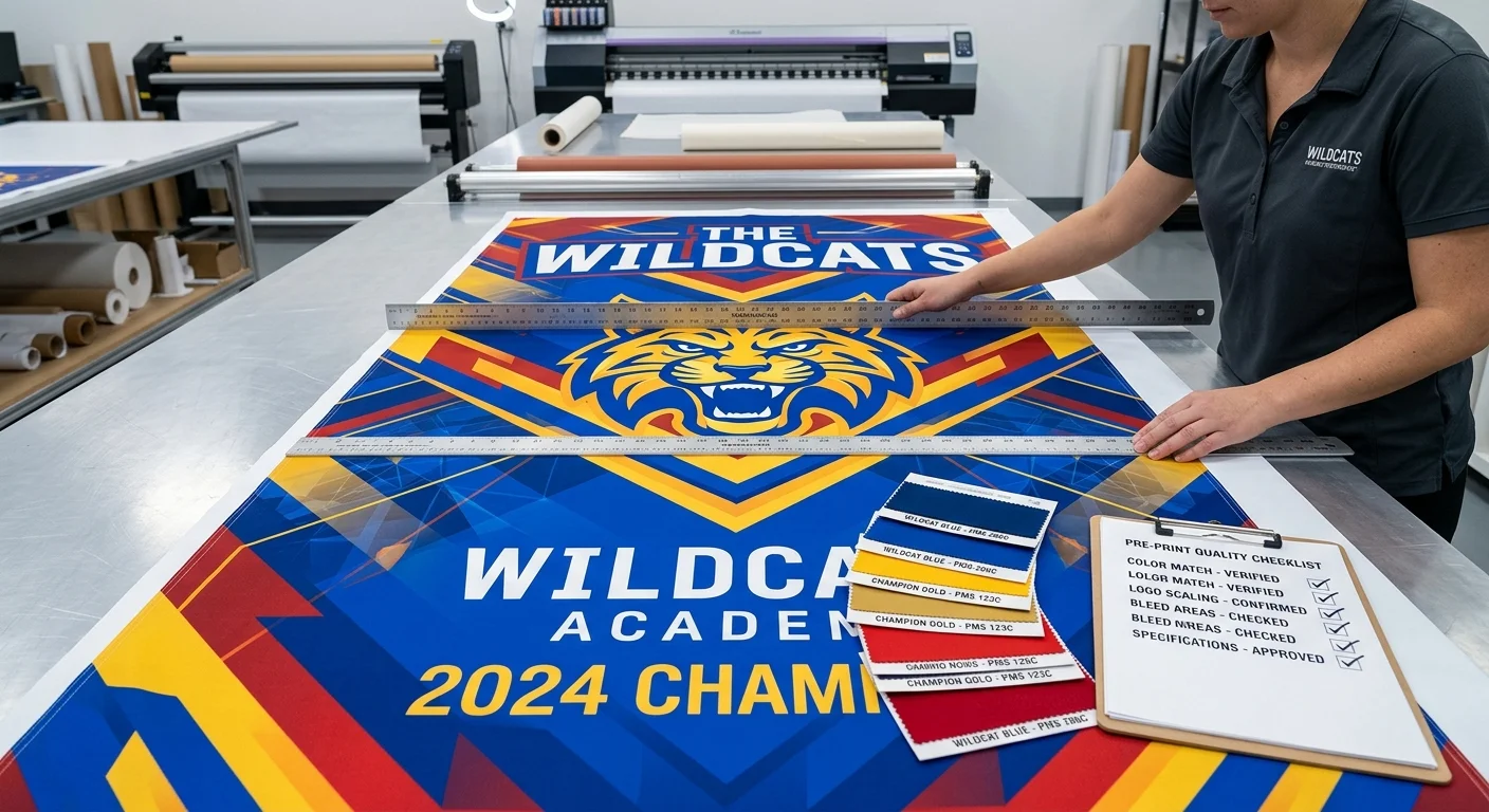 Custom team banner size guide by venue type