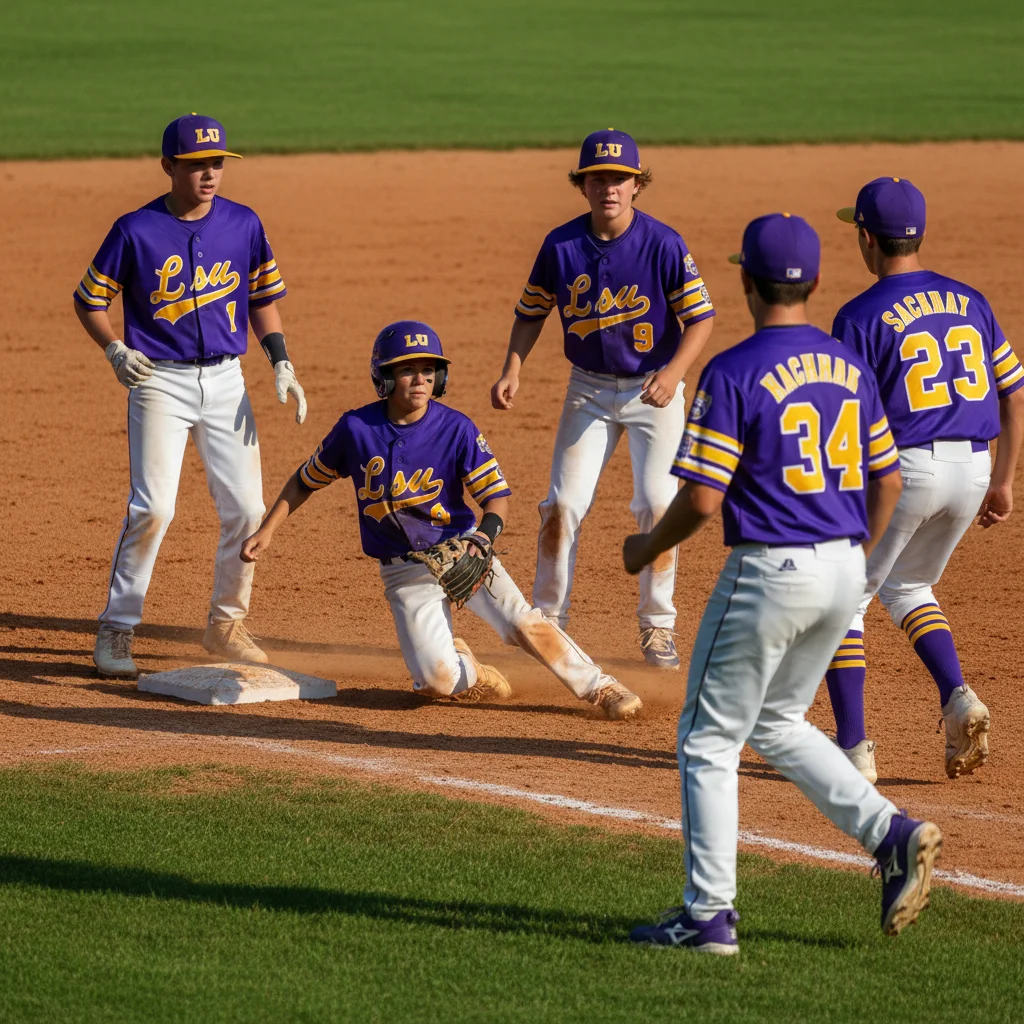 Custom personalized LSU baseball jerseys for teams ready for bulk order delivery