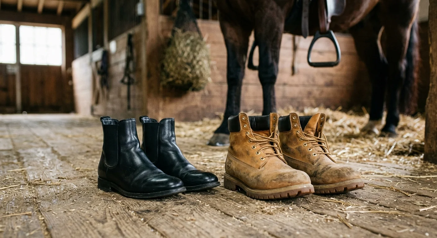 Work boots and hiking boots for stable yard work