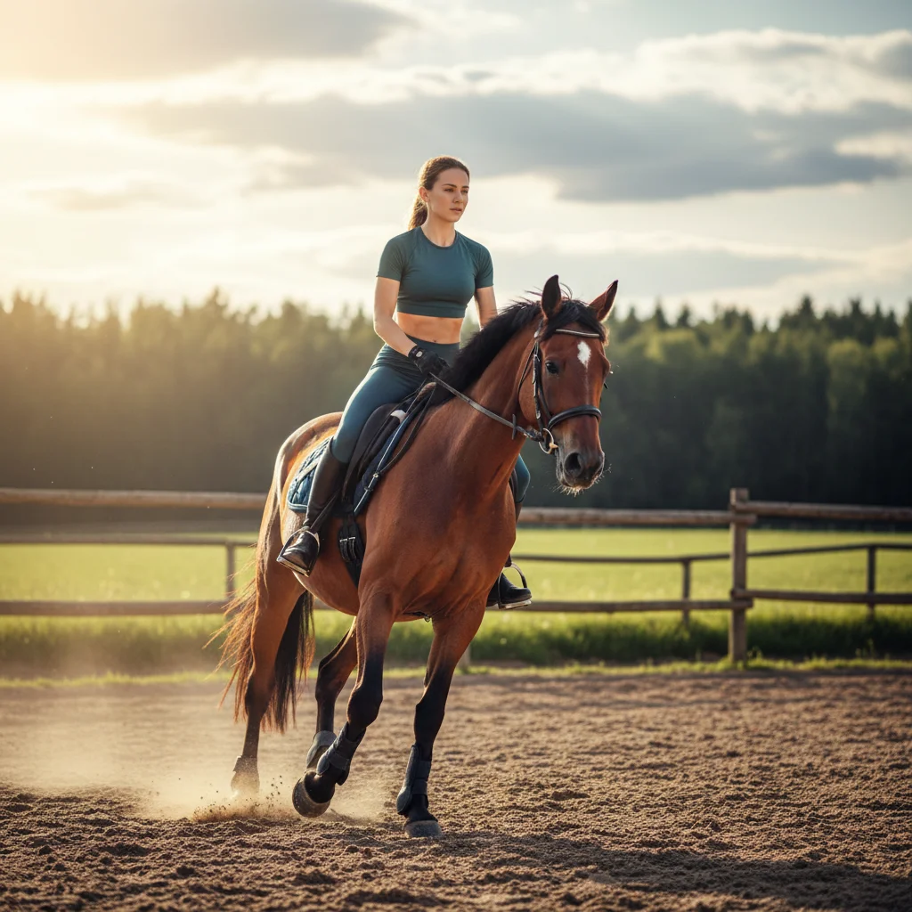 Key muscle groups used in horseback riding including core and leg muscles