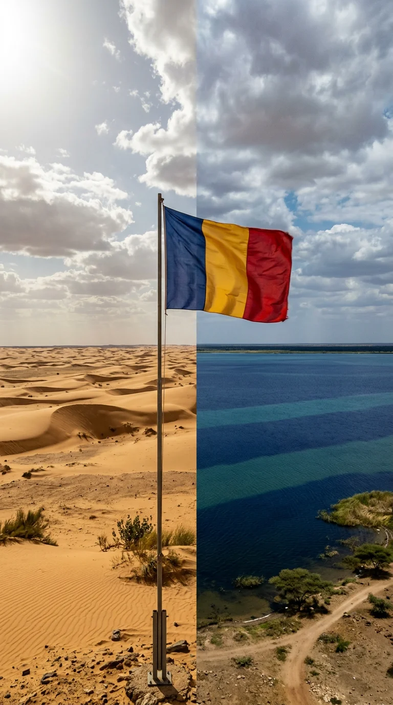 Chad flag with indigo blue yellow and red stripes adopted in 1959