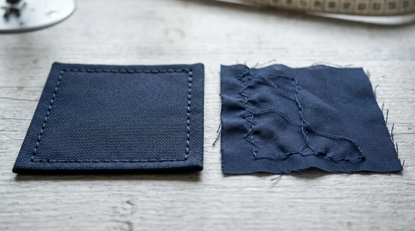 Quality comparison between premium lock-stitched fabric and cheaper imported textile