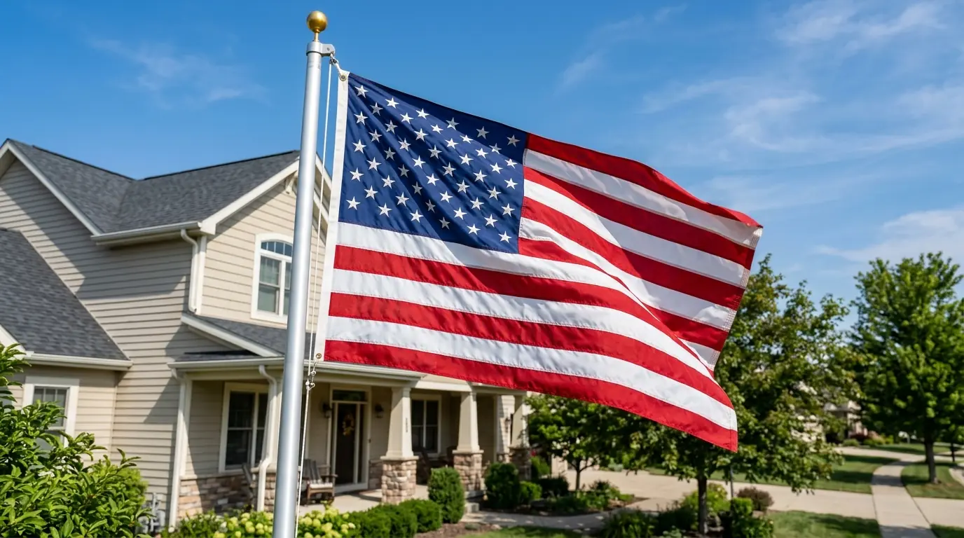 Premium American flag on flagpole