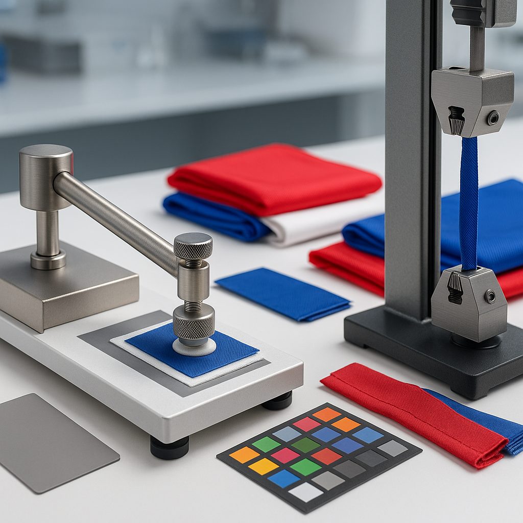 Textile testing laboratory equipment for colorfastness and tensile strength testing of flag fabric