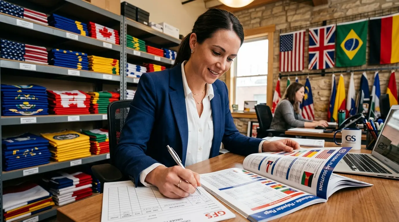 Wholesale flag pricing breakdown by quantity showing price break points