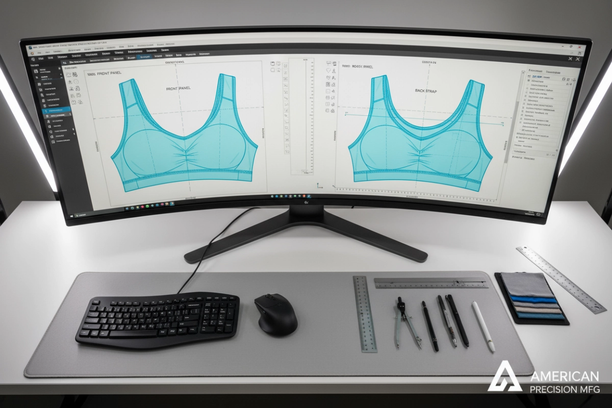 CAD software pattern design for sports bra engineering