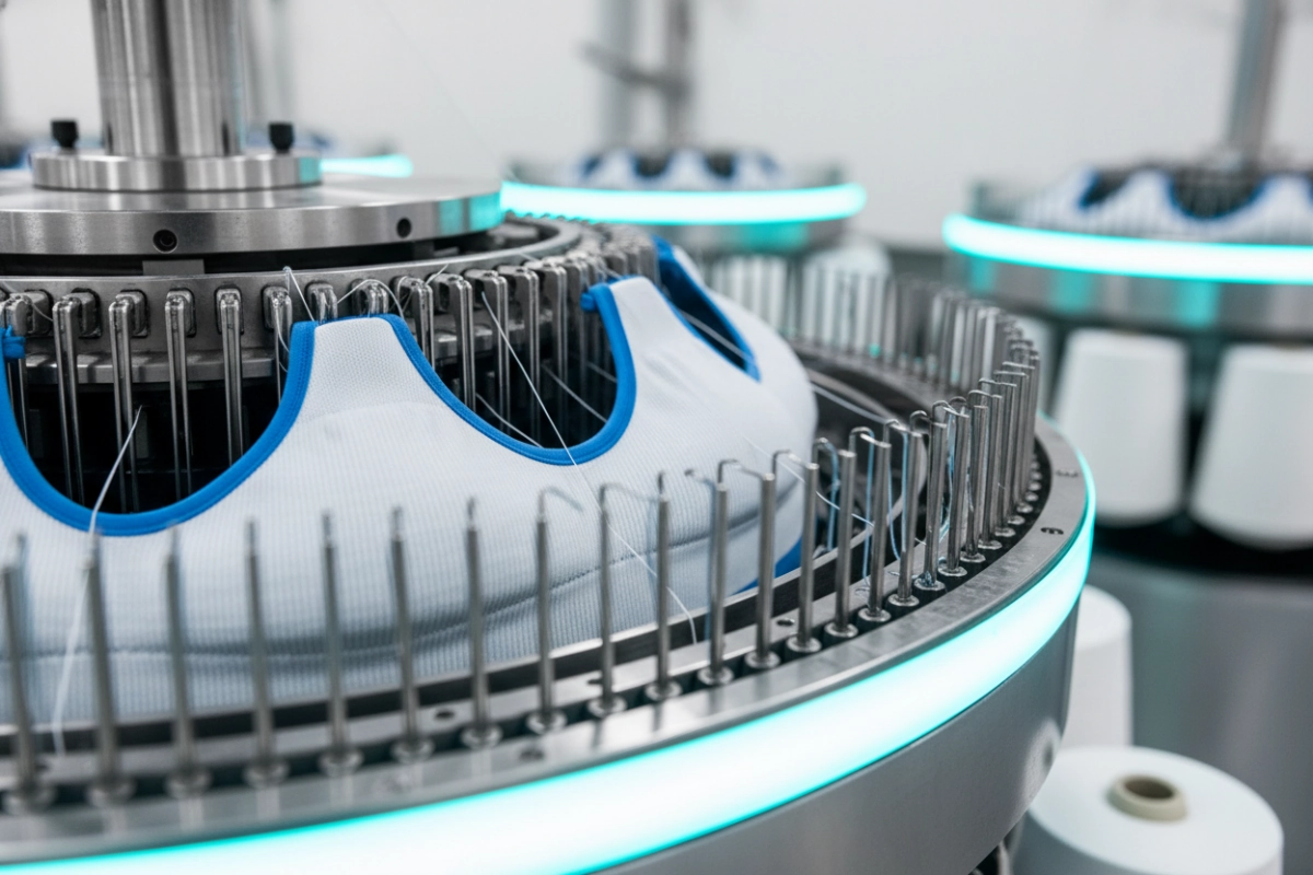 Advanced seamless knitting machinery for sports bra