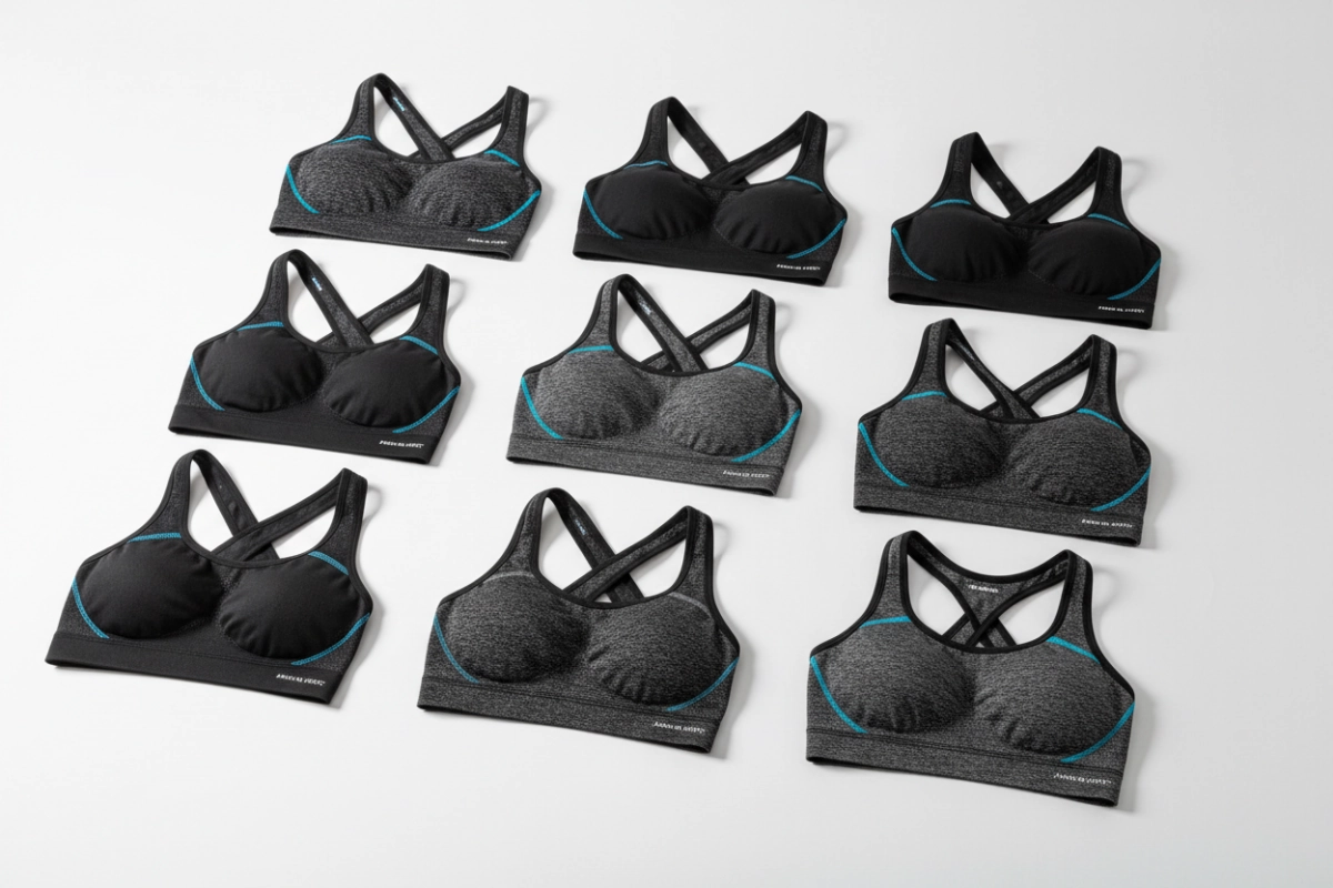 Sports bra products displayed for e-commerce