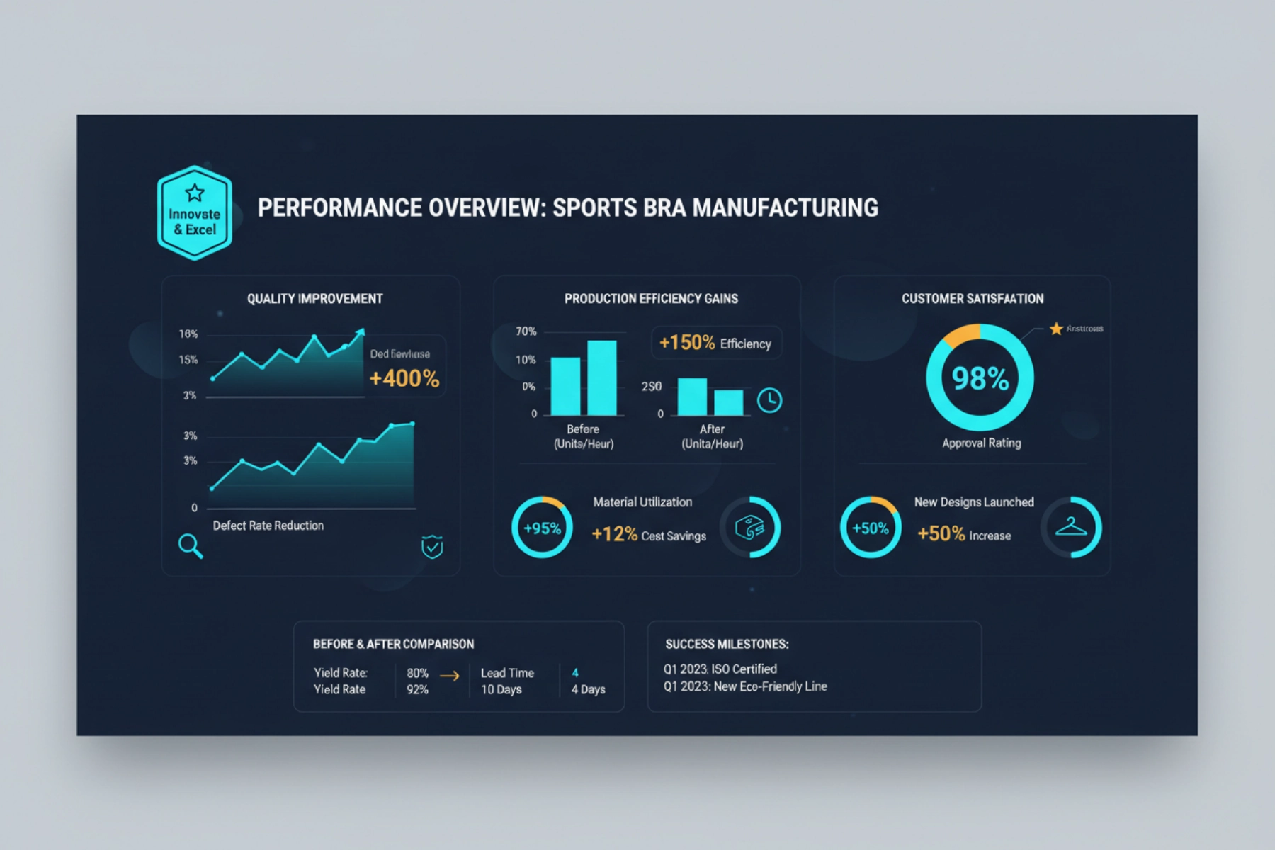 Visual representation of success metrics and improvements